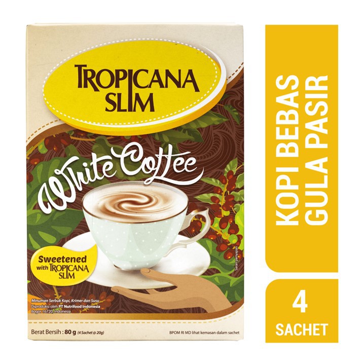 TROPICANA SLIM WHITE COFFEE 80G 4 SACHET