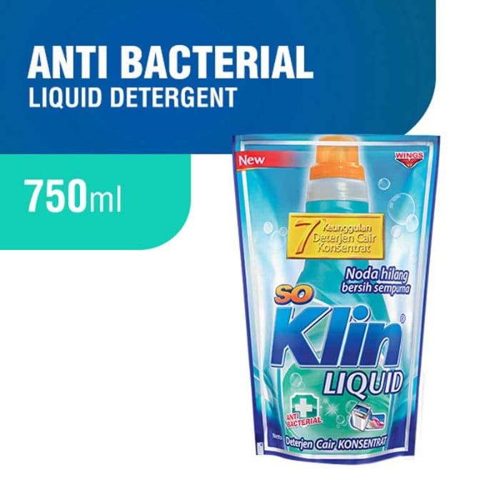 So Klin Liquid Deterjen Cair Anti Bakteri Refill 750ml