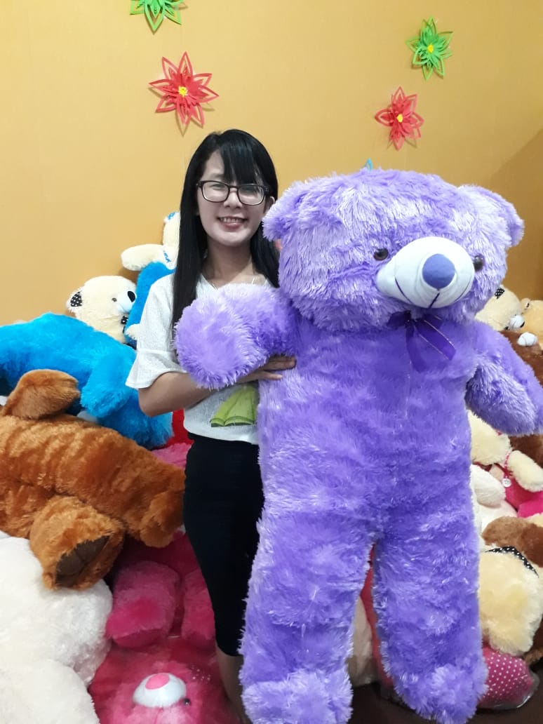 Boneka teddy ungu ukuran jumbo
