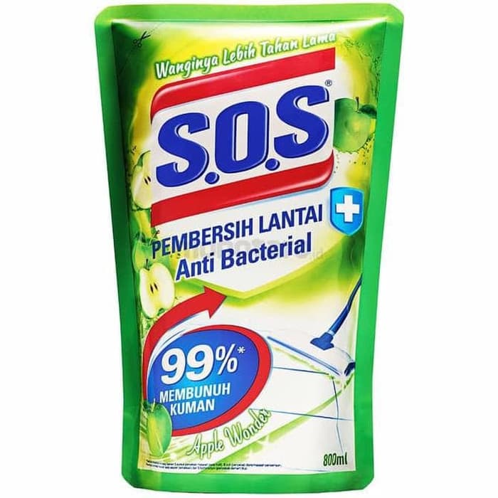 SOS Sabun Cair Pembersih Lantai Anti Bacterial Ekstrak Apel 800ml Pouch - A
