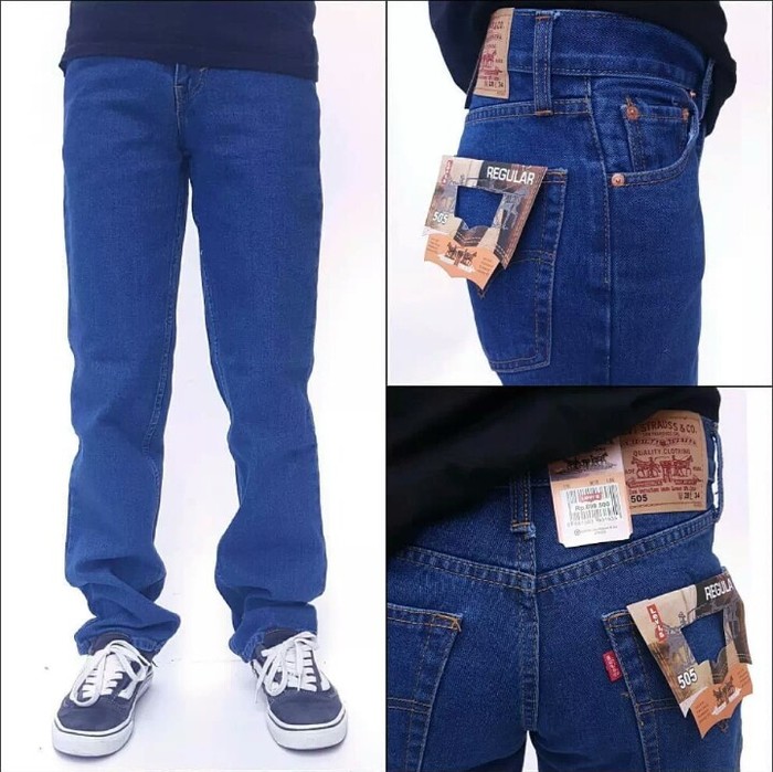 Celana pria jeans levis 505 standar panjang biru tua